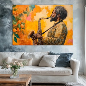 Saxophone Player Painting,Music Lover Gift,Jazz Club Decor,Juzz Lover Gift