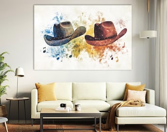 Cowboy Hat Canvas Art: Country Music Western Decor
