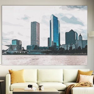 Milwaukee Skyline Canvas Print: Abstract Wisconsin Wall Art