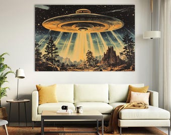 UFO Canvas Print: Classic Alien Space Wall Art