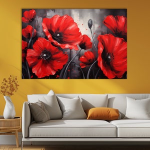 Red Poppies Canvas Print: Modern Floral Wall Art