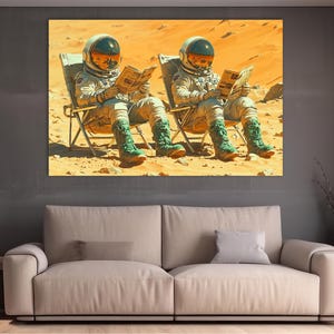 Space Art Print,Astronaut Canvas Print,Moon Adventure Print,Large Canvas Print