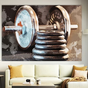 Weightlifting Wall Art, Gym Wall Decor, Weightlifting Print,Dumbbell Canvas,Gym Wall Decor,Fitness Motivation