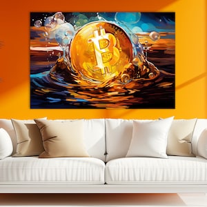 Bitcoin Canvas Print,Bitcoin Wall Art,Bitcoin Painting,Crypto Wall Art,Office Wall Decor