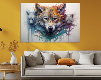 Wolf Canvas Print: Watercolor Wolf Portrait, Leader Gift
