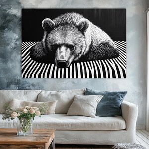 Bear Canvas Print,Bear Portrait,Bear Wall Art,Bear Painting,Hunter Gift