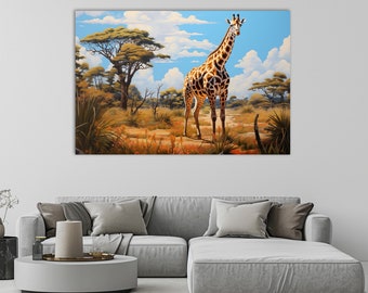 Giraffe Canvas Print: African Savannah Wall Art