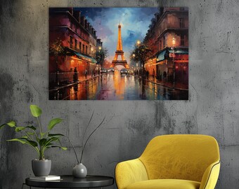 Paris Eiffel Tower Canvas Print: Colorful France Wall Art