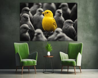 Yellow Bird Canvas Print: Modern Living Room Wall Art