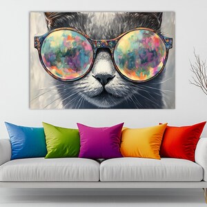 Cat Canvas Print,Cat Wall Art,Cat Portrait,Cat Painting,Cat Lover Gift,Funny Cat