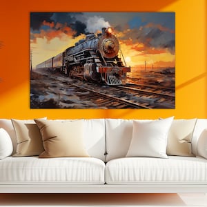 Vintage Train Canvas Print: Steam Engine Wall Art