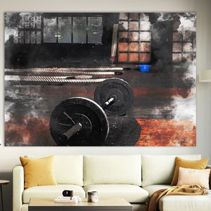 Workout Canvas Art,Gym Wall Art,Home Gym Decor,Weightlifter Gift,Fitness Canvas Print