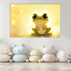 Kids Room Decor,Cute Frog Art,Frog Canvas Print,Kindergarten Wall Decor,Game Room Decor