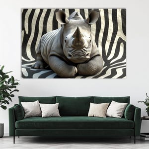 Safari Animal Print,African Wildlife Canvas Print,Rhino Painting,Large Canvas Print