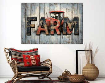 Farmhouse Wall Decor,Large Canvas Print,Gift for Farmer,Rustic Kitchen Wall Art