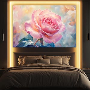 Pink Rose Canvas Print: Floral Botanical Wall Art