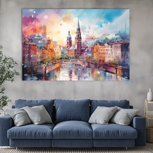 Stuttgart Germany Canvas Print: Colorful Cityscape Wall Art