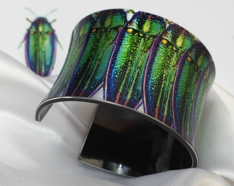 Insects Cuff Bracelet, Beetle Wings Jewelry, Bug Lovers Gift, Beetle Arm Cuff, Nature Lovers Gifts, Bug Bangle, Unusual Gift for Her