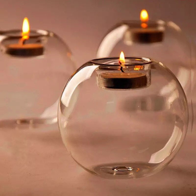 edle schwere klassische  France Kristall Glas Kerzenhalter Tischdeko Teelicht 