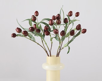 Eucalyptus Fruit Branch with Leaves, Fall Berry Crafts, Rustic Fruit Stem, Artificial Flowers, Living Room Floral Decor, Wedding Arrangement