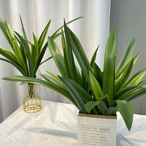 Artificial Cymbidium Plant with Leaf, Quality Orchid Foliage, Home Faux Greenery Decor, Indoor Floral Arrangement, Dining Table Centerpiece