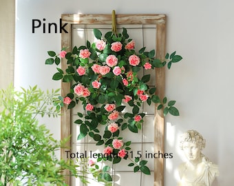 Fake Rose Flower Wall Hanging, Silk Rose Vine Craft, Artificial Flower, Home Floral Decor, Wedding Flower Arrangement, Flower for Front Door