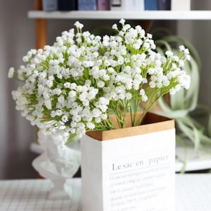 3 Stems Baby&#39;s Breath Bouquet Fake Latex Small Flower Home Rustic Wildflower Decor Wedding Party Floral Arrangement Garland Wreath Material