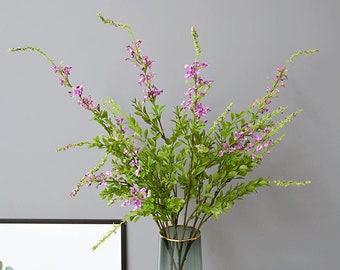 Tallo de flor de salvia de salvia con hojas, artesanía de flores artificiales, flor silvestre rústica realista, relleno de hierba de guirnalda de ramo, arreglo de boda
