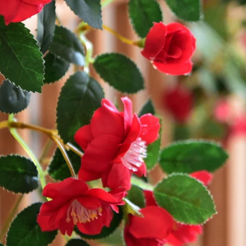 Artificial Climbing Rose Vine With Bud Hanging Wall Fake Etsy