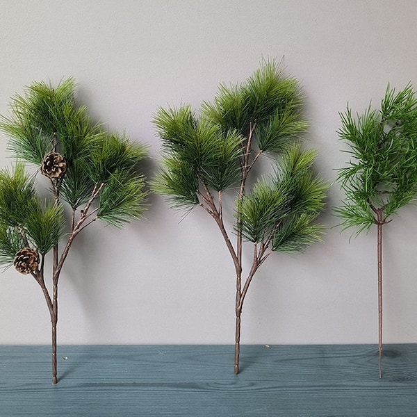 Fake Pine Needle Branch with Pine Cone, Artificial Pine Tree Twig with Leaves, Realistic Plant Craft, Home Floral Decor, Wedding Arrangement