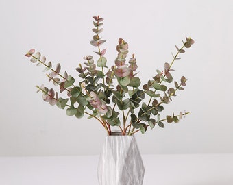 Hojas de eucalipto falsas, rama de follaje, flor artificial, decoración de plantas para el hogar, pieza central de arreglo floral de boda, hierba para arco de ramo