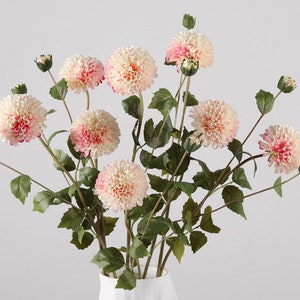Fake Dahlia Flower Stem with Bud, Rustic Wild Chrysanthemum Spray, Artificial Flowers, Living Room Floral Decor, Bloom for Wedding Bouquet