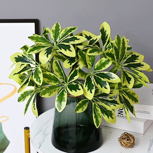 Arboricola Trinette Schefflera Rama De Follaje, Árbol Paraguas Enano Falso, Artesanía De Flores Artificiales, Decoración De Vegetación Para El Hogar, Centro de Mesa de Bodas