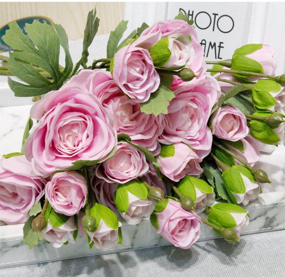 人工ラナンキュラスフラワー リアルタッチステム付き シルクラナンキュラスフラワー (10パック) (オレンジ) Artificia 並行輸入品