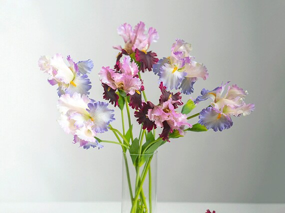 Artificial Iris Flower Stem, Realistic Fake Spray, Home Floral Decor, Bridal Bouquet Filler, Real Touch Petal, Wedding Party Art Arrangement