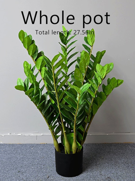 人工ZZプラント葉茎、フェイクザミオクルカス・ザミイフォリア鉢植え