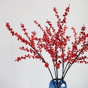 Artificial Holly Fruit Branch, Fake Berry Stem, Chinese Home Floral Decor, Store Window Greenery, Wedding Arrangement, Party Table Ornament