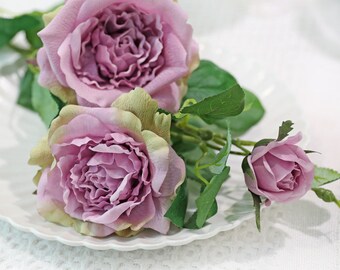 Quality Rose Stem with Bud, Real Touch Flower with Foliage, Home Faux Floral Decor, Wedding Party Arrangement, Dining Table Centerpiece Pick