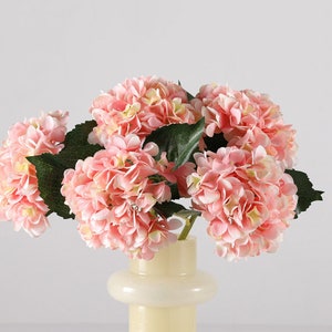Hydrangea Stem with Leaves, Artificial Flower Crafts, Bridal Bouquet Filler, Home Floral Decor, Wedding Party Bloom Arrangement Centerpiece
