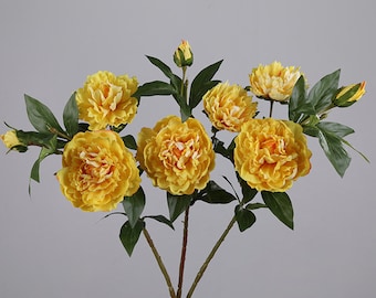 Peony Spray with Bud, Artificial Flower Crafts, Chinese Home Floral Decor, for Bridal Bouquet, Wedding Party Bloom Arrangement Centerpieces