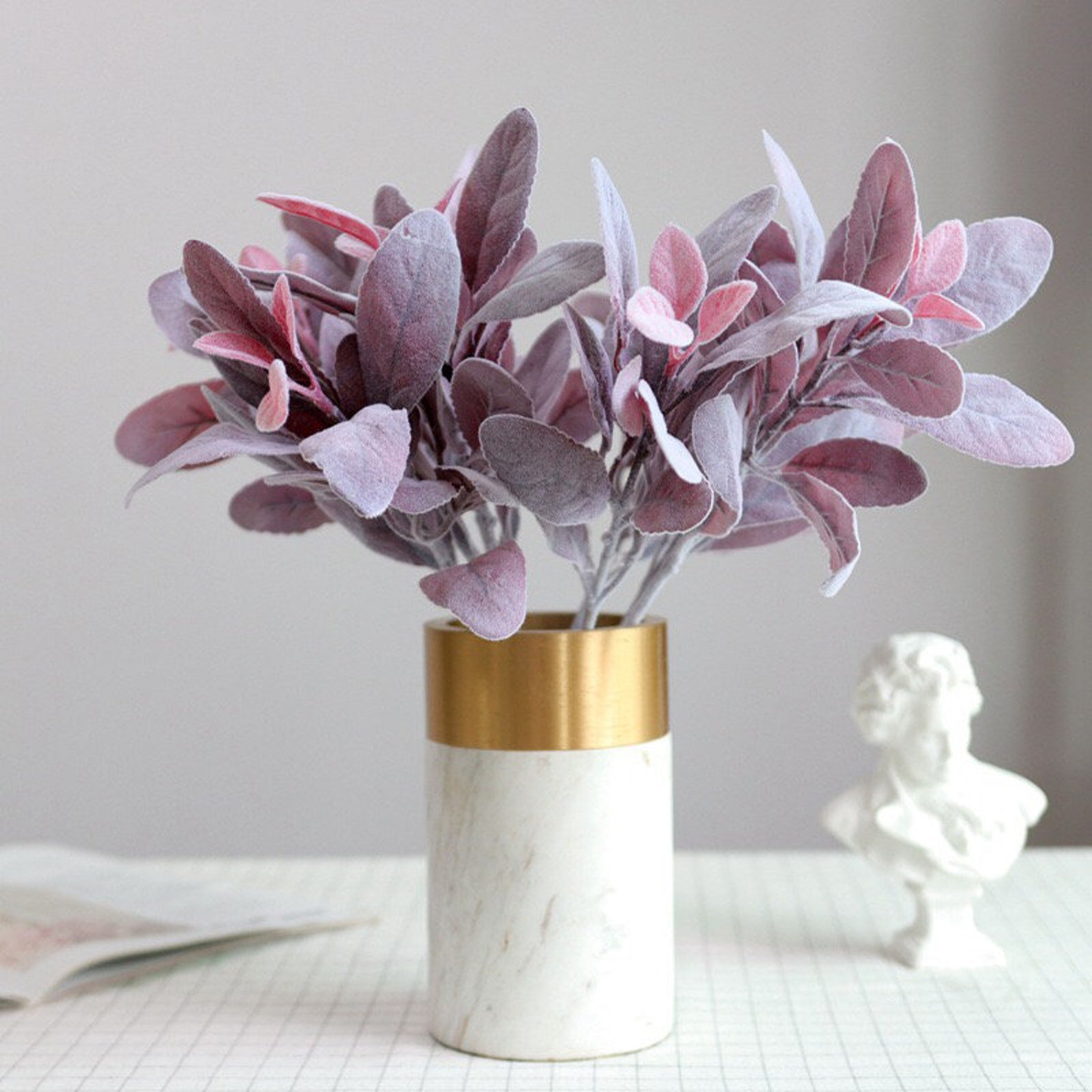 Artificial Flocked Foliage Special Purple Fake Leaf Decoration Etsy
