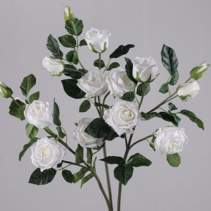 Real Touch Rose Spray with Buds, Artificial Rose Flower, Home Floral Decor, Wedding Flower Arrangement, Table Centerpiece, Bloom for Bouquet