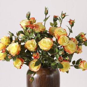 Real Touch Rose Stem with Buds, Artificial Rose Flower, Home Floral Decor, Wedding Flower Arrangement, Table Centerpiece, Rustic Fake Bloom
