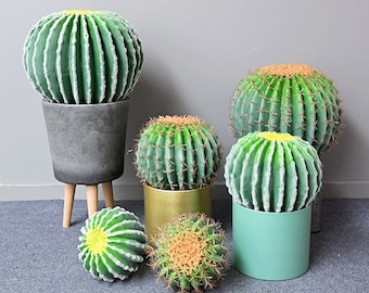 トルネードサボテン 25cm ラベルS 人工ボールサボテン、とげのある砂漠の植物、家庭用トロピカルグリーン
