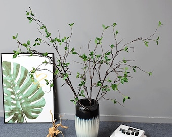 Long Twig with Young Leaves, Artificial Dead Branch Craft, Realistic Spray Vine, Home Floral Decor, for Arch Garland, Wedding Arrangement