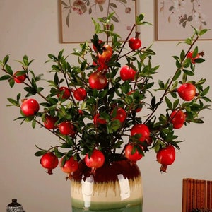 Qualität Granatapfel Langer Zweig, künstlicher Fruchtstamm mit Laub, chinesische Blumendekoration, Hausblumenarrangement, Bodenvasenfüller
