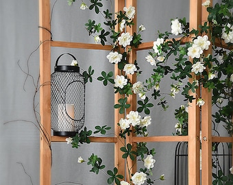 Fake Climbing Rose Long Vine Wall Hanging Artificial Rosa Banksiae Cane Leaf Wedding Party Arch Floral Decor Home Front Door Wreath Material