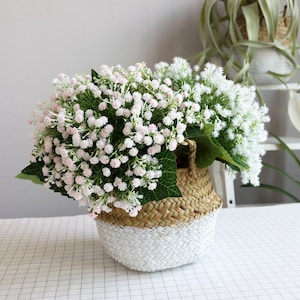 Artificial Linden Blossom Bouquet with Leaf, Fake Baby&#39;s Breath Posy, Bridal Wedding Flower, Home Floral Decor, Party Table Centerpiece Gift
