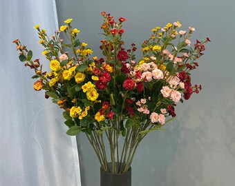 Artificial Rosa with Long Stem, Quality Rose Flower with Leaf, Rustic Floral Decor, Home Sprig Arrangement, Party Table Plant Ornament Pick