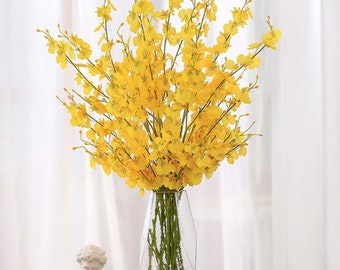 5 Stems Artificial Dancing Orchid Decor Realistic Butterfly Flower Arrangement Hotel Window Bloom Display Wedding Bouquet DIY Rustic Style